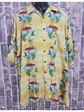 Pineapple Connections Hawaiian Shirt 3XT Yellow Floral & Woody Car Print
